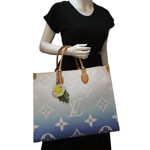 LOUIS VUITTON Pool Onthego GM Monogram Canvas Shoulder Bag Light Blue