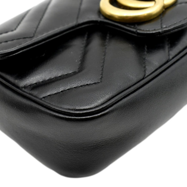 GUCCI GG Marmont Super Matelasse Leather Crossbody Bag Black 476433