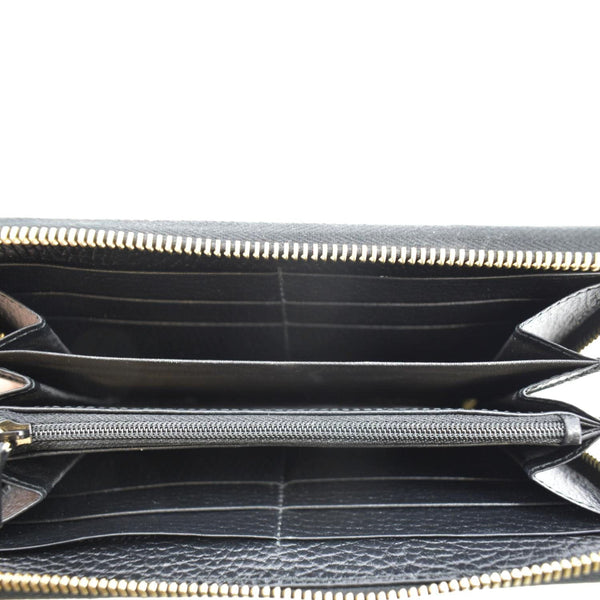 GUCCI GG Marmont Canvas Leather Zip Around Wallet Black 456117