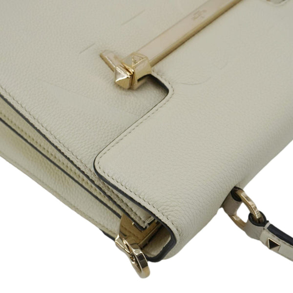 VALENTINO Uptown Embossed VLTN Top Handle Crossbody Bag Cream