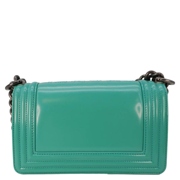 CHANEL Boy Small Patent Leather Shoulder Bag Turquoise