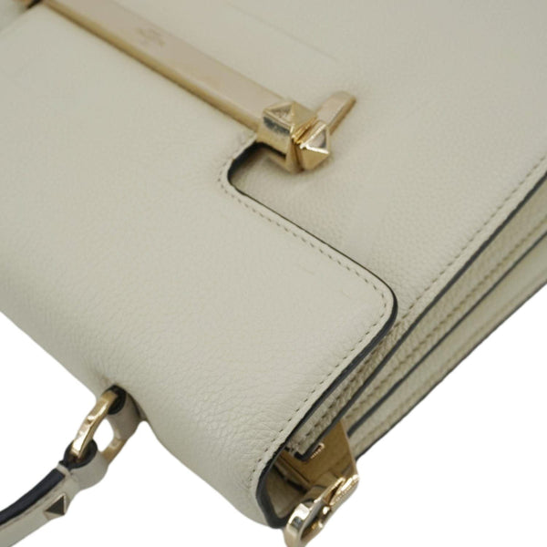 VALENTINO Uptown Embossed VLTN Top Handle Crossbody Bag Cream