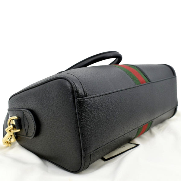 GUCCI Ophidia GG Web Leather Top Handle Shoulder Bag Black 524532