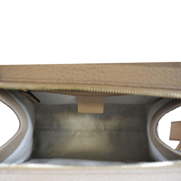 GUCCI Soho Leather Top Handle Hobo Bag Beige 607722