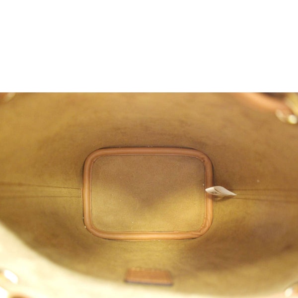 MCM Drawstring Visetos Canvas Bucket Bag Cognac