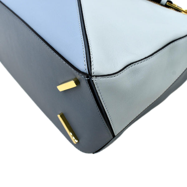 LOEWE Puzzle Medium Calfskin Leather Shoulder Bag Aqua Light Blue