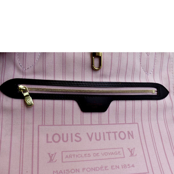 LOUIS VUITTON Neverfull MM Damier Ebene Tote Bag Rose Ballerine