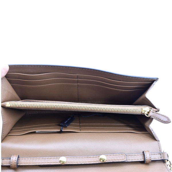 BURBERRY Henley House Check Leather Wallet On Chain Crossbody Bag Brown