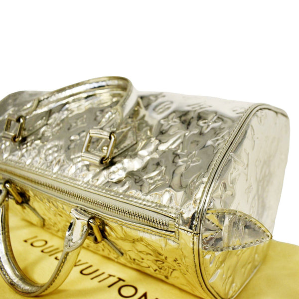 LOUIS VUITTON Speedy 30 Miroir Monogram Patent Leather Satchel Bag Metallic Silver