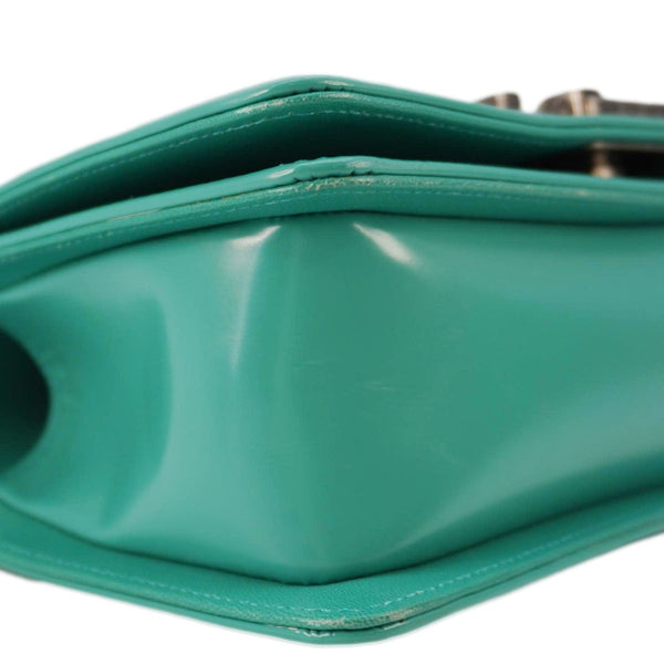 CHANEL Boy Small Patent Leather Shoulder Bag Turquoise