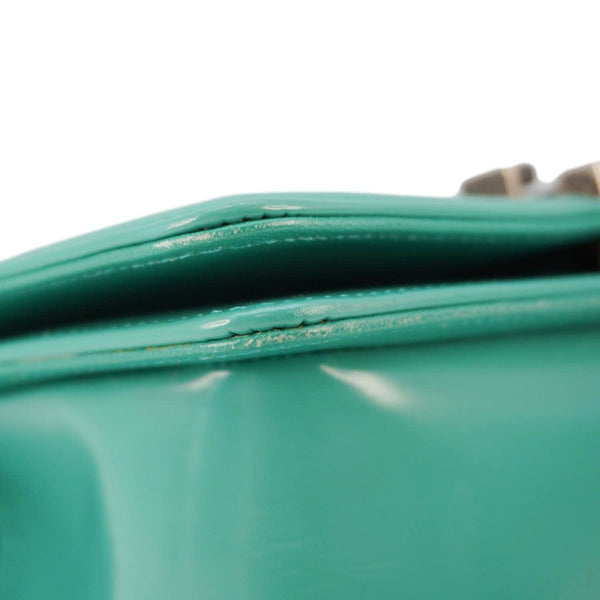 CHANEL Boy Small Patent Leather Shoulder Bag Turquoise