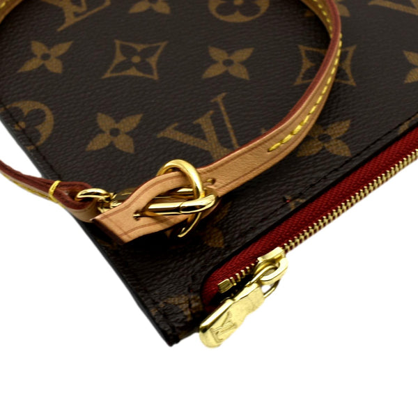 LOUIS VUITTON Neverfull Monogram Canvas Pochette Wristlet Pouch Cerise