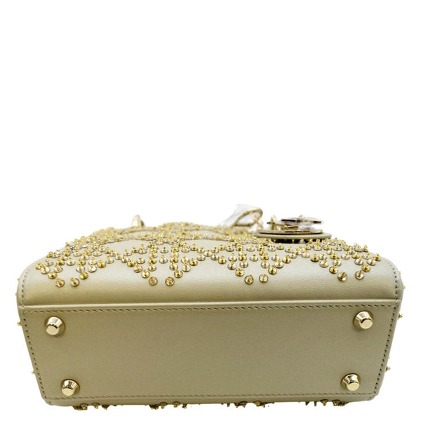 CHRISTIAN DIOR Mini Lady Dior Lambskin Leather Shoulder Bag Platinum Metallic