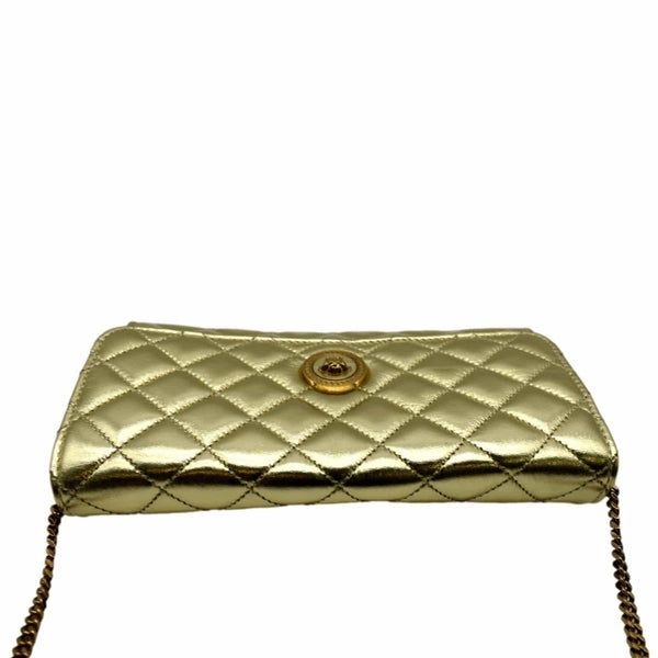 VERSACE Medusa Wallet On Chain Metallic Leather Crossbody Bag Gold