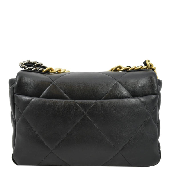 CHANEL 19 Small Flap Quilted Lambskin Leather Shoulder Bag Black