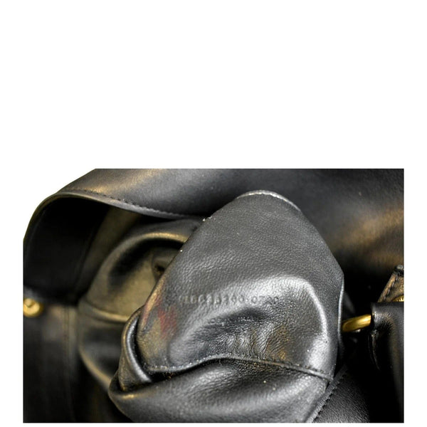 YVES SAINT LAURENT Tag Calfskin Leather Hobo Bag Black