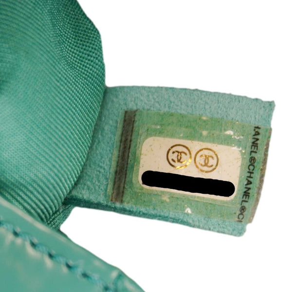 CHANEL Boy Small Patent Leather Shoulder Bag Turquoise