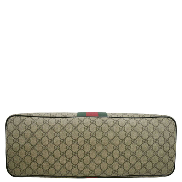 GUCCI Zipper Web GG Supreme Canvas Tote Shoulder Bag Black 359261