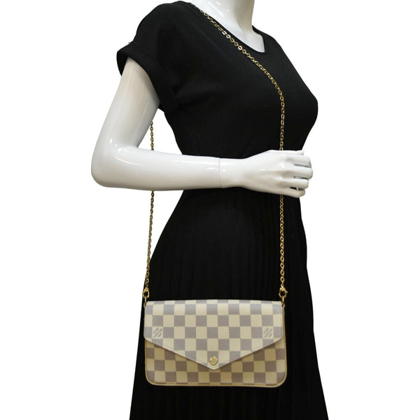 LOUIS VUITTON Felicie Pochette Damier Azur Crossbody Bag White