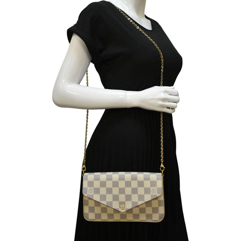 LOUIS VUITTON Felicie Pochette Damier Azur Crossbody Bag White