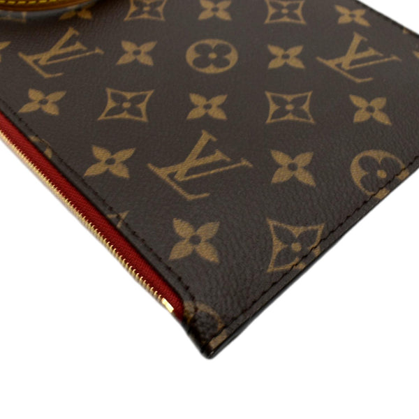 LOUIS VUITTON Neverfull Monogram Canvas Pochette Wristlet Pouch Cerise