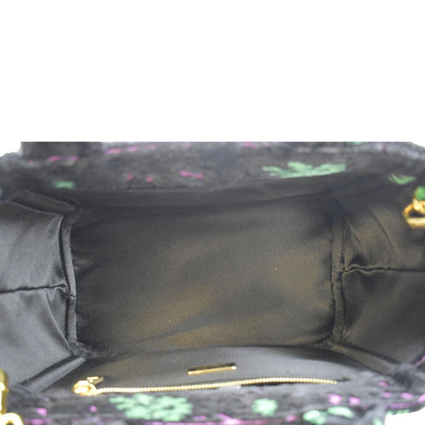 PRADA Small Top Handle Velvet Shoulder Bag Black