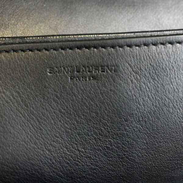 YVES SAINT LAURENT Tag Calfskin Leather Hobo Bag Black