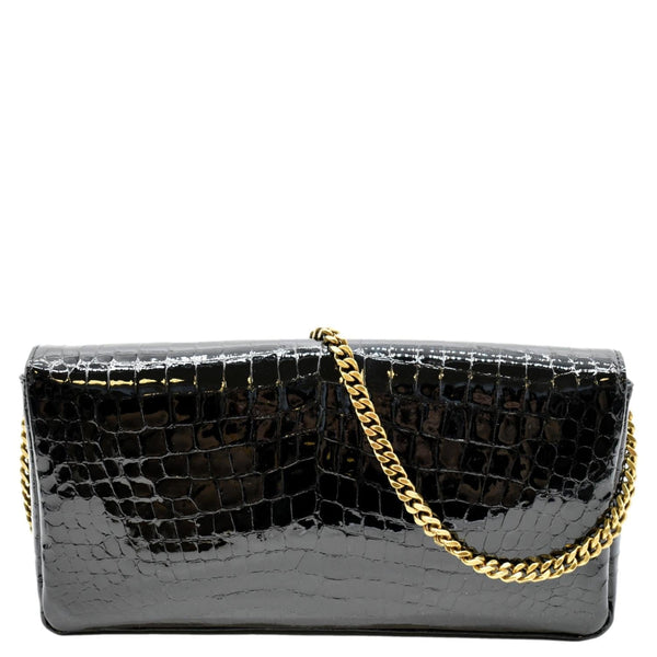 YVES SAINT LAURENT Kate 99 Embossed Alligator Leather Chain Shoulder Bag Black