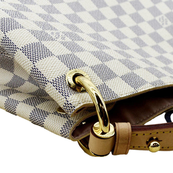 LOUIS VUITTON Graceful MM Damier Azur Hobo Shoulder Bag White