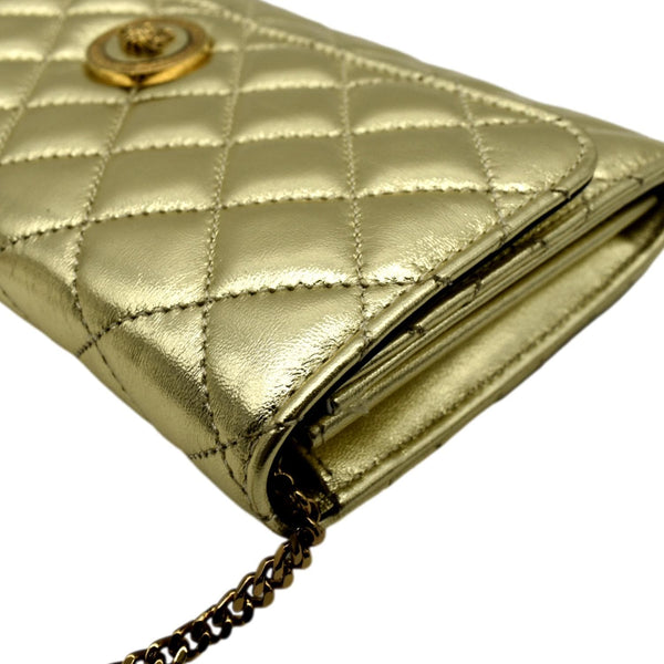VERSACE Medusa Wallet On Chain Metallic Leather Crossbody Bag Gold
