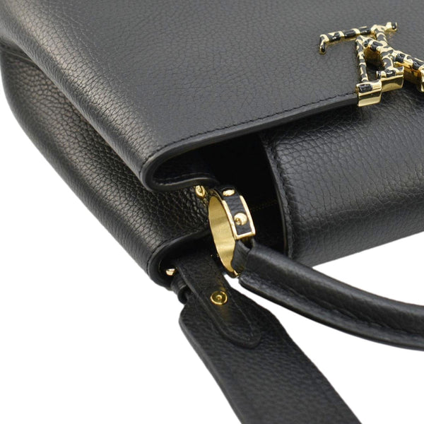 LOUIS VUITTON Capucines BB Leopard Taurillon Leather Shoulder Bag Black