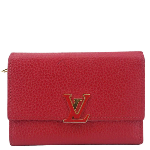 LOUIS VUITTON Capucines Taurillon Leather Compact Wallet Red