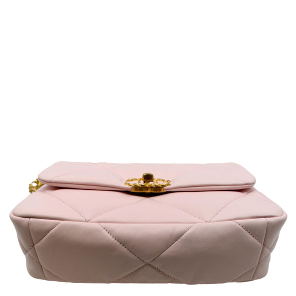 CHANEL 19 Medium Flap Quilted Lambskin Leather Shoulder Bag Light Pink