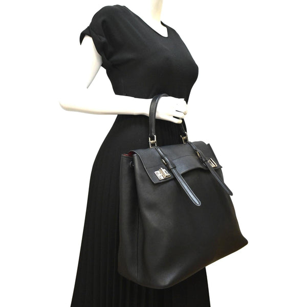 PRADA 2way Leather Tote Shoulder Bag Black BN2815