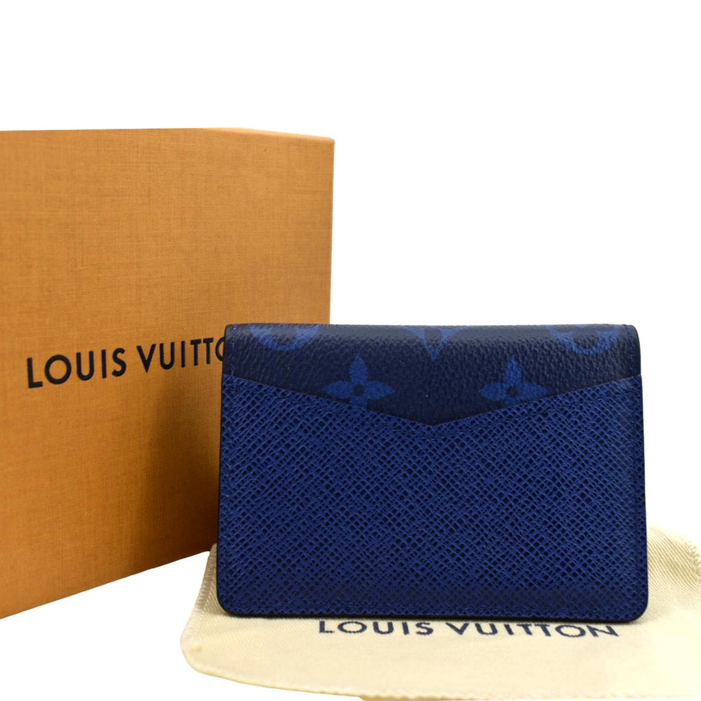 New In Box LOUIS VUITTON Monogram Navy Blue Leather Pen Pencil Cup Holder