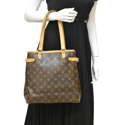 LOUIS VUITTON Batignolles Vertical Monogram Canvas Tote Bag Brown