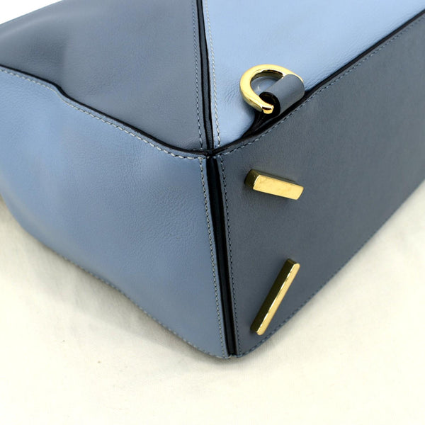 LOEWE Puzzle Medium Calfskin Leather Shoulder Bag Aqua Light Blue