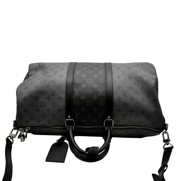 LOUIS VUITTON Keepall 50 Bandouliere Monogram Eclipse Canvas Travel Bag Black