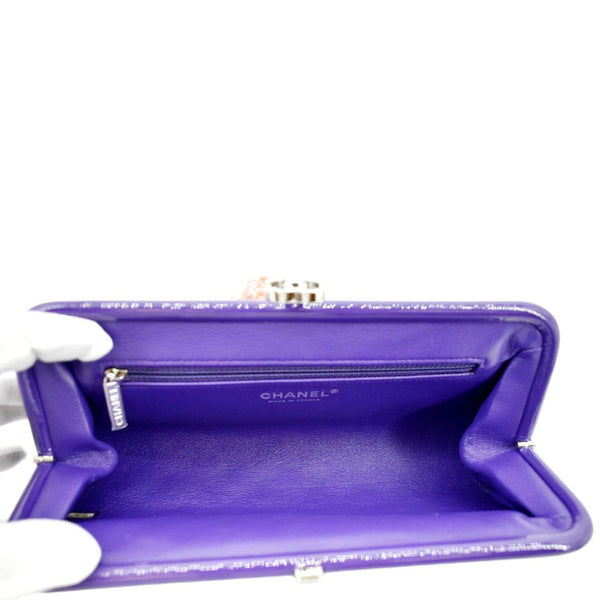 CHANEL Timeless Quilted Patent Leather Clutch Bag Purple