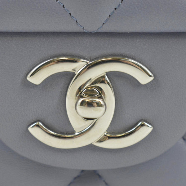 CHANEL Classic Maxi Double Flap Quilted Lambskin Leather Shoulder Bag Light Purple