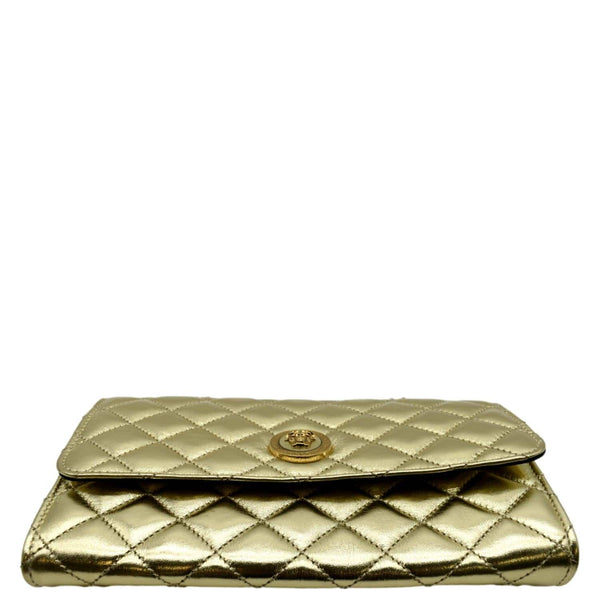 VERSACE Medusa Wallet On Chain Metallic Leather Crossbody Bag Gold