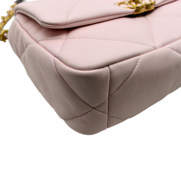 CHANEL 19 Medium Flap Quilted Lambskin Leather Shoulder Bag Light Pink