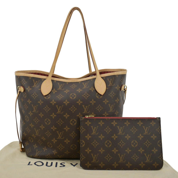 LOUIS VUITTON Neverfull MM Monogram Canvas Tote Bag Brown