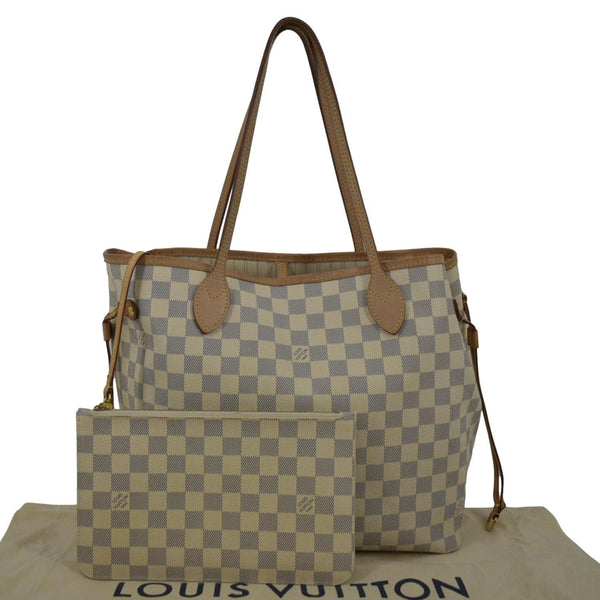 LOUIS VUITTON Neverfull MM Damier Azur Shoulder Bag front preview