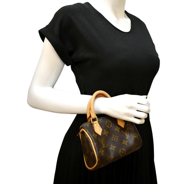 LOUIS VUITTON Mini Speedy HL Monogram Canvas with Leather Trim Satchel Bag Brown