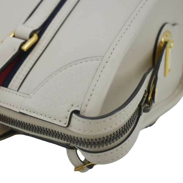 GUCCI Medium Top Handle Leather Shoulder Bag White 715666