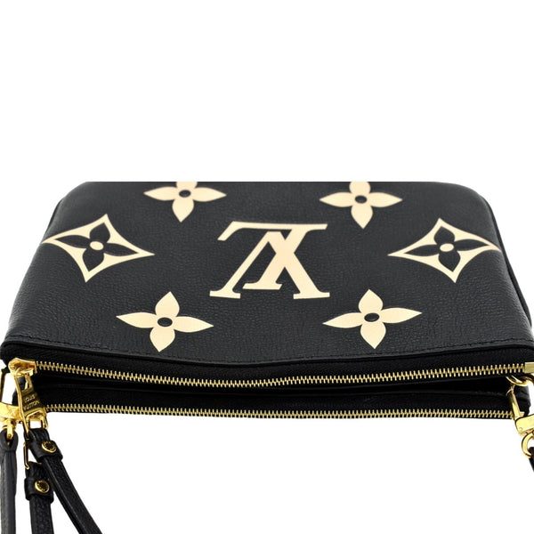 LOUIS VUITTON Double Zip Pochette Monogram Empreinte Crossbody Bag Bicolor