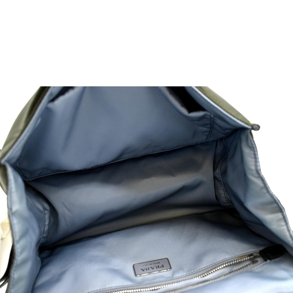 PRADA Tessuto Studded Etiquette Nylon Shoulder Bag Olive Green