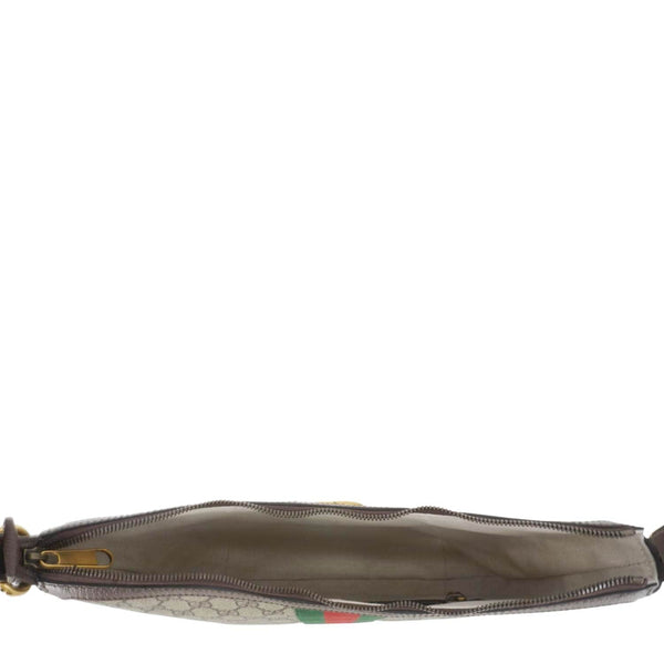 GUCCI Ophidia Web Half Moon GG Supreme Canvas Hobo Bag Beige 598125