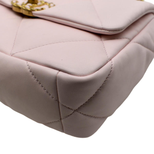 CHANEL 19 Medium Flap Quilted Lambskin Leather Shoulder Bag Light Pink